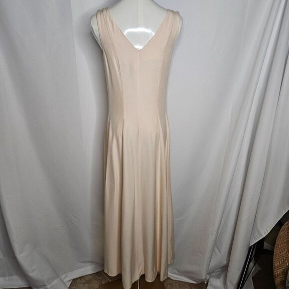 Vintage Wild Rose Small to Medium Cream Dress & Satin Jacket Set 90's Elegant - Picture 6 of 16